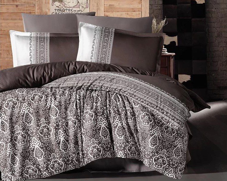 Clasy – Delux Saten “Nobel V2 Kahve” 2 (2) Спално бельо – Clasy – Delux Saten “Nobel V2 Kahve” – 6 части – за спалня - Image 1