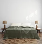 Покривало за спалня 240×260 см – 100% Памук – Waffle Texture – Pampas (Маслено светло зелено)