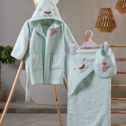 Бебешки комплект за баня „Aslan Mint“ – 3 части – ментов