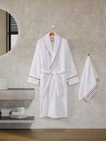 „Helya Beyaz“ Комплект халат и кърпа 100% Памук – Унисекс – L/XL