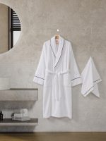 „Josina Beyaz“ Комплект халат и кърпа 100% Памук  – L/XL