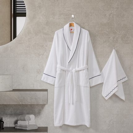 „Josina Beyaz“ Комплект халат и кърпа 100% Памук  – L/XL