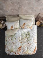 Спално бельо  „Luster Bej“  Family - Памук Сатен -7 части – с 2 единични плика