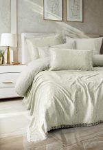 „Velora Adaçayı“ Спален комплект с покривало – 7 части – Памук Ранфорс и Жакардово Покривало