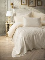 „Velora Cappuccino“ Спален комплект с покривало – 7 части – Памук Ранфорс и Жакардово Покривало