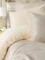 „Velora Cappuccino“ Спален комплект с покривало – 7 части – Памук Ранфорс и Жакардово Покривало - Image 2