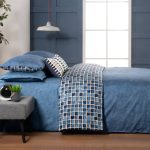 Sarev „Sensa Saten“ Луксозен спален комплект памучен сатен – Деним син с геометричен мотив – 6 части – Pure Life серия - Image 3