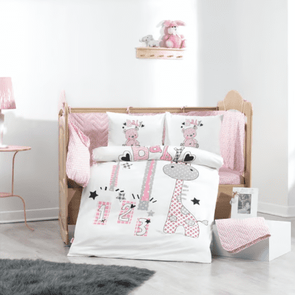 Hobby „Buddy“ Бебешко спално бельо – 100% памук Ранфорс – Розово – 4 части
