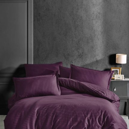 Спално бельо - Clasy - Сатен „Mor Çizgili“ - 6 части – за спалня