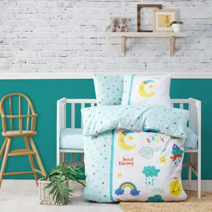 „Tatlı Rüyalar Mint“ бебешки спален комплект – 100% памук ранфорс