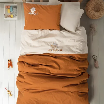 „Cuddly Clever Bej“ бебешки спален комплект с бродерия – 100% памук ранфорс