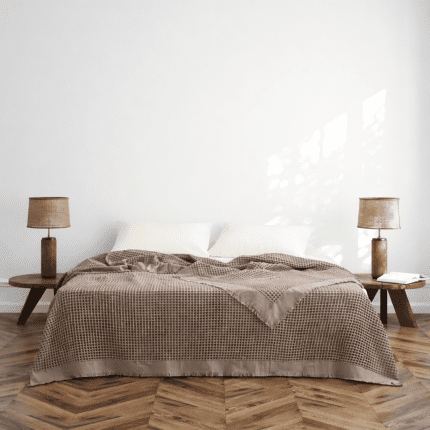 Покривало за спалня 240×260 см – 100% Памук – Waffle Texture – Mink (Тауп / Бежово-кафяв нюанс)
