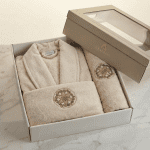 Унисекс комплект за баня – 100% памук – Бежов - Image 4