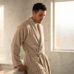 Унисекс халат за баня – 100% памук – Екрю - Image 2