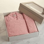 Дамски комплект за баня – халат + 2 кърпи – 100% памук – Розов - Image 3