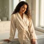 Özdilek халат крем с шал яка и релефен бордюр - Image 2