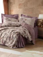 „Majolica Mürdüm“ луксозен спален комплект Памук Сатен – 6 части – за двойно легло