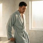 Мъжки комплект за баня – 100% памук – Светло син - Image 2