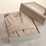 Унисекс халат за баня – 100% памук – Екрю - Image 4