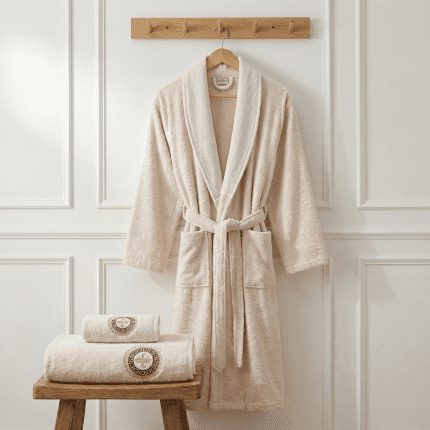 Мъжки комплект за баня – 100% памук – Бежов