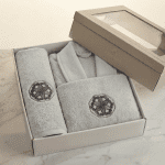 Унисекс комплект за баня  – 100% памук – Светлосив - Image 4