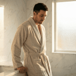 Мъжки комплект за баня – 100% памук – Бежов - Image 2