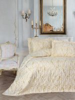 „Destello Krem“ Луксозно шалте комплект Кадифе с варaк – 3 части – за спалня