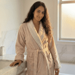 Унисекс халат за баня – 100% памук – Екрю - Image 3