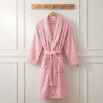 Дамски халат – 100% памук – Пудра розово