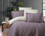 First Choice Спално бельо „Point Lilac“ Памучен сатен – 100% памук – 7 части – за спалня с два плика