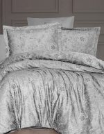 First Choice Спално бельо „Advina Grey“ Памучен сатен – 7 части – за спалня с два плика - Image 2