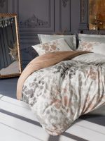 Промо комплект Cotton Box Спално бельо „Blatt Gri“ Saten – 100% памук сатен – 6 части + 2 възглавници 50×70 см - Image 5