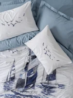 Cotton Box Спално бельо „Skipper Indigo“ Maritime Ranforce – 100% памук – 3 части – за единично легло - Image 2