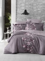 First Choice Спално бельо „Evan Lilac“ Памучен сатен – 6 части – за спалня