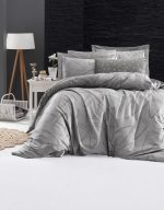 First Choice Спално бельо „Rovena Grey“ Памучен сатен – 100% памук – 6 части – за спалня