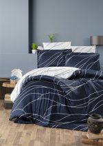First Choice Спално бельо „Mesi Navi Blue“ Памучен сатен – 100% памук – 7 части – за спалня