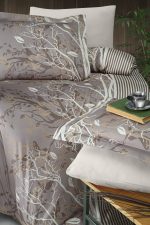 First Choice Спално бельо „Living Brown“ Памучен сатен – 7 части – за спалня с два плика - Image 2