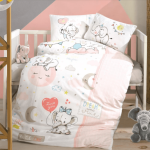 Clasy Бебешко спално бельо „Sweet Dreams V1 Pudra“ Ranforce – 100% памук – 4 части – за бебешко легло