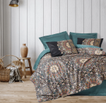 Cotton Box Спално бельо „Ornate Petrol“ Saten – 100% памук сатен – 6 части – за спалня