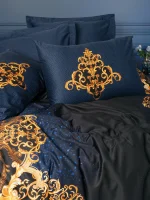 Cotton Box Спално бельо „Tutsu Lacivert“ Palace Saten – 100% памук сатен 300TC – 6 части – за спалня - Image 2
