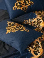 Cotton Box Спално бельо „Tutsu Lacivert“ Palace Saten – 100% памук сатен 300TC – 6 части – за спалня - Image 3