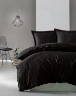 Cotton Box Спално бельо „Elegant Saten Siyah“ Памук Сатен – 100% памук сатен – 4 части – за спалня