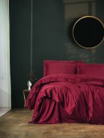 Cotton Box Спално бельо „Elegant Saten Bordo“ Памук Сатен – 100% памук сатен – 4 части – за спалня
