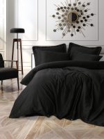Cotton Box Спално бельо „Silky Saten Siyah“ – 60% Micro Tencel/Lyocell и 40% памук – 300TC – 6 части – за спалня