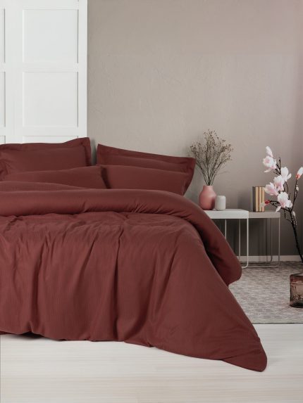Cotton Box Спално бельо „Tensel Craft Bordo“ Lyocell/Pamuk – 60% Lyocell и 40% памук – 4 части – за спалня