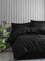 Cotton Box Спално бельо „Dama Siyah“ Jakarlı Saten – 100% памук сатен – 6 части – за спалня