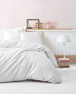 Cotton Box Спално бельо „Elegant Stripe Beyaz“ Elegant Stripe Saten – 100% памук сатен – 4 части – за спалня