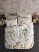 Cotton Box Спално бельо „Luster Bej“ Памук Сатен – 100% памук сатен – 7 части – за спалня с два плика