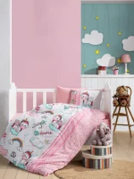 Cotton Box Бебешко спално бельо „Unicorn Pembe“ Bebek Ranforce – 100% памук – 4 части – за бебешко легло - Image 2