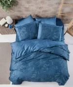 La Romano Спално бельо „Theron Blue“ Premium Satin – 100% памук – 6 части – за спалня